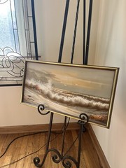 Vintage (1989 ) H. Gailey Rectangle Odd Shape painting original Oil Art Water