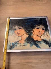Kevin Mc Alpin Vintage Oil Painting „Twins“ Mid Century Style Full Color