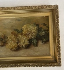 Vintage Oil Painting Flowers Dandelions Signed E.P.B.