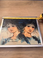Kevin Mc Alpin Vintage Oil Painting „Twins“ Mid Century Style Full Color