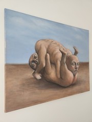 Rod Henderson Original Surrealist Painting „Tumbling Twins“