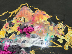 PAT PATRICIA LEA ABSTRACT PAINTING 3D COLLAGE MOUNTAIN LANDSCAPE KANSAS CITY MO