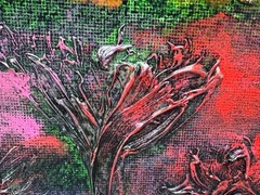 CARLI FOSTER SIGNED PAINTING ABSTRACT FLOWERS IMPASTO TEXTURED ORIGINAL 16 X 20