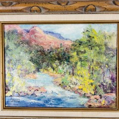 Helen Jordan Summer On The Creek Oil Painting Desert Landscape Mountains River