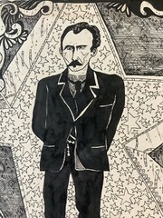Carlos Cruz Boix. Painting. Marti, ca 1974. Ink on cardboard. Original art.