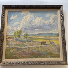 KALLE EKLUND ANTIQUE LANDSCAPE PAINTING IMPRESSIONISM WILD HORSES SANDZEN STYLE