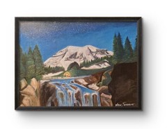 Camping By The Water Falls 9×12 Canvas Panel Painting