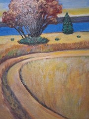 Original Landscape Path Acrylic 8×8 Wood Panel Painting Home Decor