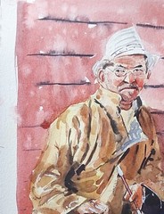 ORIGINAL Small Watercolor Painting 7.1/2″ X 11″ Mongolian Elder sketch