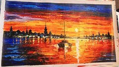 CALM SEA SUNSET – Original Oil Painting on Canvas Signed 2x LEONID AFREMOV 36×20