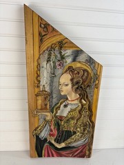 Donna U. Warren Signed Renaissance Style Madonna & Child Oil Painting Wood Panel