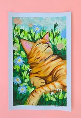 art work paintings original mix media on watercolor paper size 5.5 x 8.5