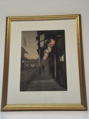 Antique California Painting China Town Impressionist Night Helen Coan Rare 1920