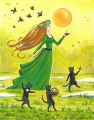 11×14 print of painting Ryta Imbolc Pagan Celtic St Brigid’s Day Cat Folk Art 🌳