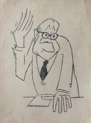 Cartoon by Juan David. (Alejo Carpentier). No signature. Original.