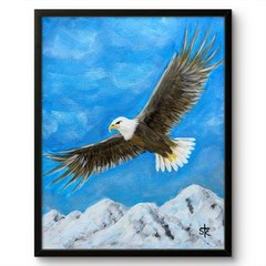 Hand Painted Soaring Eagle 11×14 Canvas Original Acrylic Expressionist Painting
