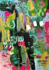 Original art 30×40 X 3/4” Flower Garden Abstract Expressionist Art Painting