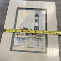 Sculptured Watercolor 3D Painting Patsy Gullett Old Charleston Lighthouse w/ COA