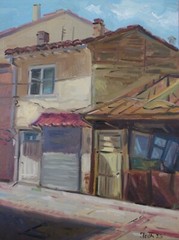 Oil on canvas panel ,Old Street , 30cm40cm
