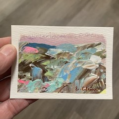ACEO Original Painting Abstract Landscape Impressionism Acrylic on Paper