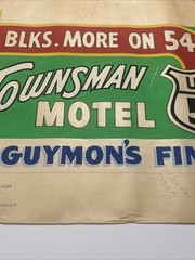 Antique Painting Route 54 Illustration Large AAA Guymon Texas Motel Trade Sign