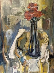 MID CENTURY PAINTING ABSTRACT STILL LIFE MODERNIST LARGE OIL CHARLES KELLER OIL