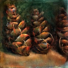 Pine Cones 12×12 in. Oil on stretched canvas HALL GROAT II