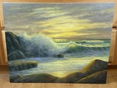 Signed William H. Blackman (American, b. 1930) „Laguna“ Seascape Painting 24×30
