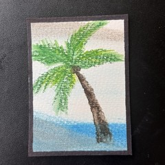 ACEO Original Art – Palm Tree, Ocean by Chaotic Sanity | Sameera
