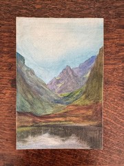 Antique 19th Century Watercolor Painting Cleap Skye Scotland Edith Bell 6.5×10