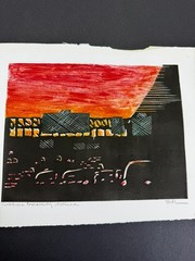 Cross Bronx Expressway Linocut & Monoprint Art Painting Ellen Salov New York