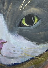 ACEO original acrylic painting Just a Peek Cat Head by Gale 2.5×3.5in
