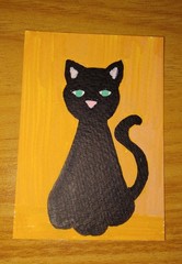 aceo original painting black cat
