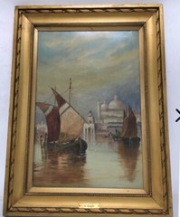 19th Century European H KNIGHT Oil Painting Signed “22×30″ in custom wood frame 