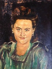Portrait Lady Woman IN Green Garment° Oil Painting to Restore Cologne 1949 Sign
