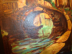 Elisee Maclet Vintage Origional Oil Painting „The Village Bridge“