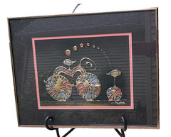 Artist Joel Zaretsky Framed Metallic Signed Painting – Unicycle Meets Bicycle
