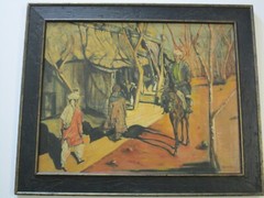VINTAGE RUSSIAN VILLAGE PAINTING BY GORNITSKY PORTRAIT MAN AND HORSE RARE ART