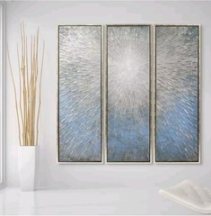 60 In. X 20 In. „Silver Ice“ Textured Metallic Hand Painted by Martin Edwards R3