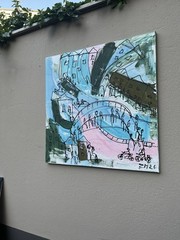 City on the River orig signed Painting 80x80cm Acrylic Picture LW Landscape Holiday Scene
