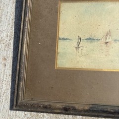 Antique Painting Maritime Nautical 1901 SIGNED Watercolor Wall Art 22×16 Framed