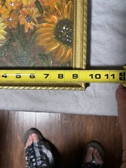 Vintage Framed Sunflower Painting Oil Acrylic Gold Ornate Frame Cottagecore Art
