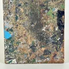 Vintage Artist’s Arched Design Rectangular Painting Palette With Remnant Oil Pai