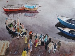 Original Painting in Watercolor „Varanasi, India“ 16″x 12″