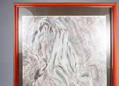 1990s Artist Signed Abstract Watercolor Painting Framed Mountain Landscape