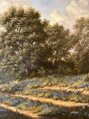 LG Bluebonnet Oil Painting-TX Listed Artist Judy Gibson-Texas Hill Country