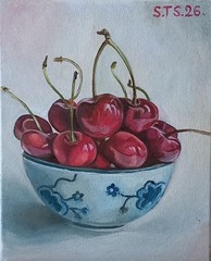 oil paintings „Cherry“ by local artist from Texas.Canvas 11×14″.Original
