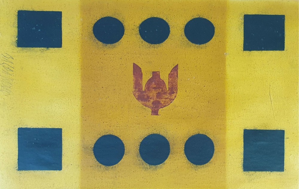 ABSTRACT COMPOSITION. MIXED TECHNIQUE ON PAPER. FELIX BALDASANO. XXTH CENTURY.