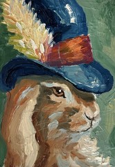 Original Rabbit Portrait Oil Painting Animal Art Canvas Modern