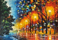 Rain Night, Oil Painting Hand Painted,91 X 61 cm, A01